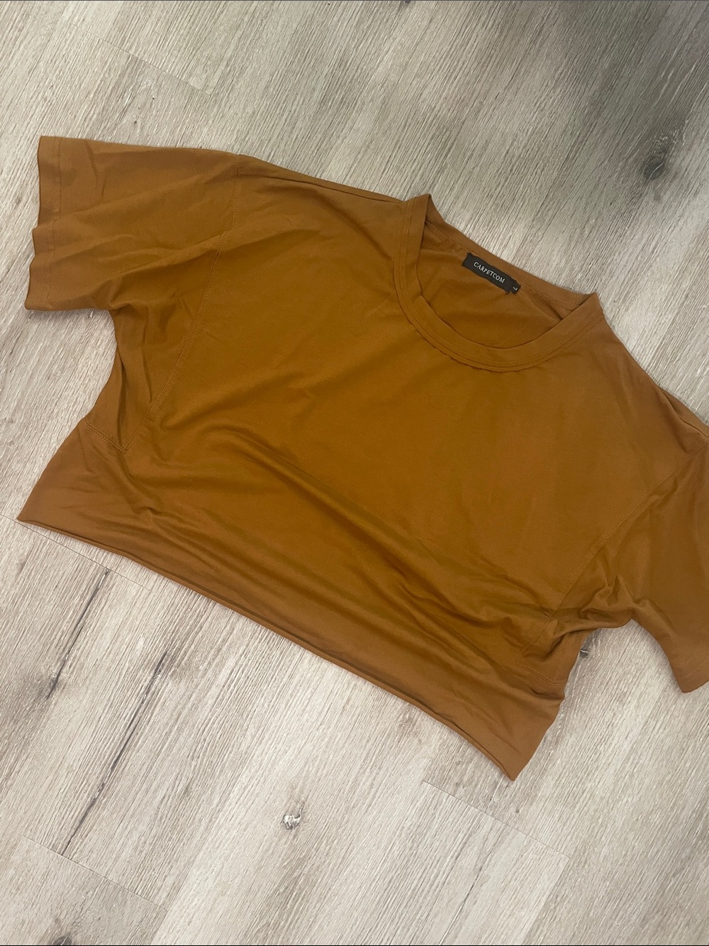 Cropped Tee in Burnt Orange/Tan | Lovely Boxey | Size Large